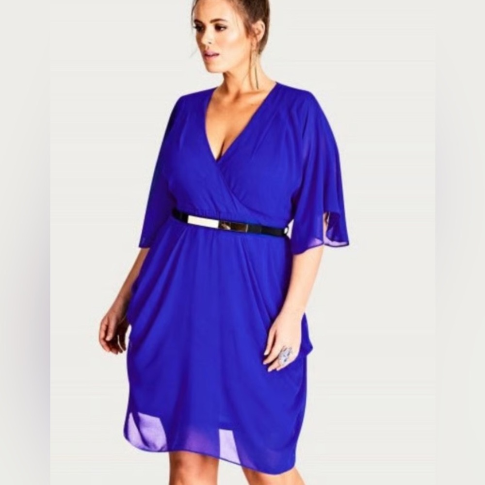 City Chic Draped Faux Wrap Dress